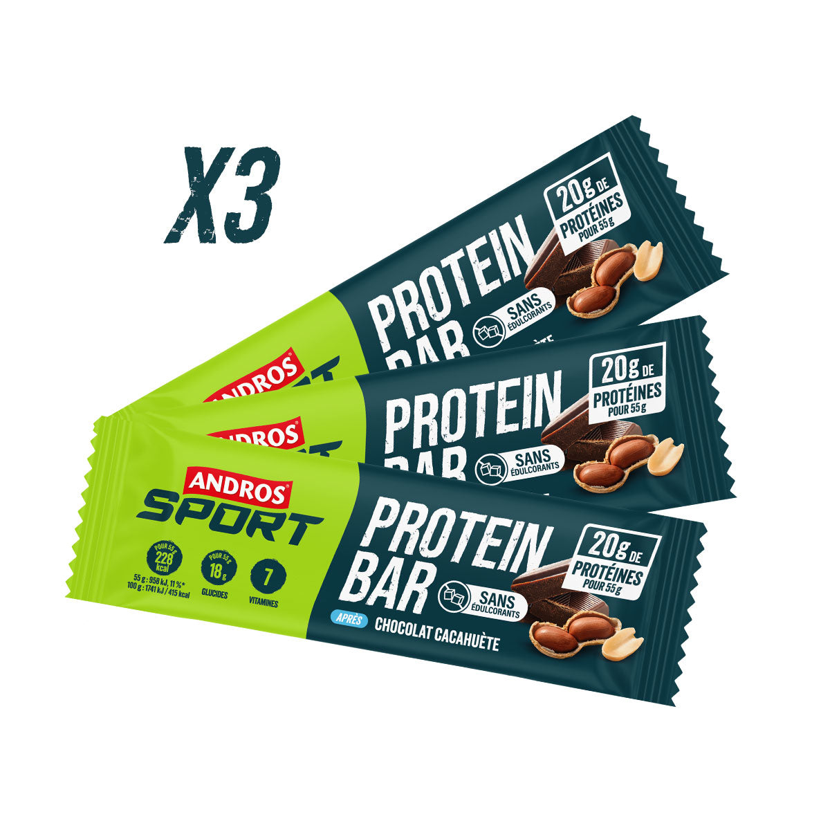 andros-sport-barres-hyperprot-in-e-chocolat-cacahu-te-barre-3x55g image 3
