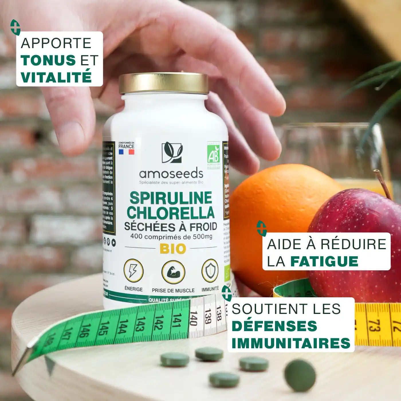 amoseeds-comprim-s-bio-mix-spiruline-chlorella-400-phycocyanine image 2
