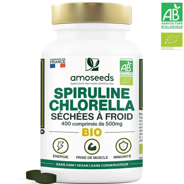 amoseeds-comprim-s-bio-mix-spiruline-chlorella-400-phycocyanine image 1
