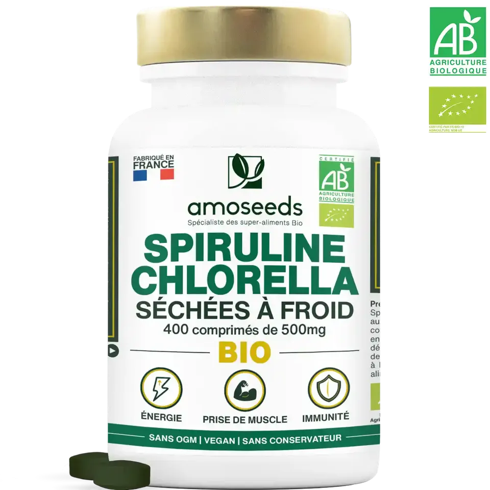 amoseeds-comprim-s-bio-mix-spiruline-chlorella-400-phycocyanine image 1
