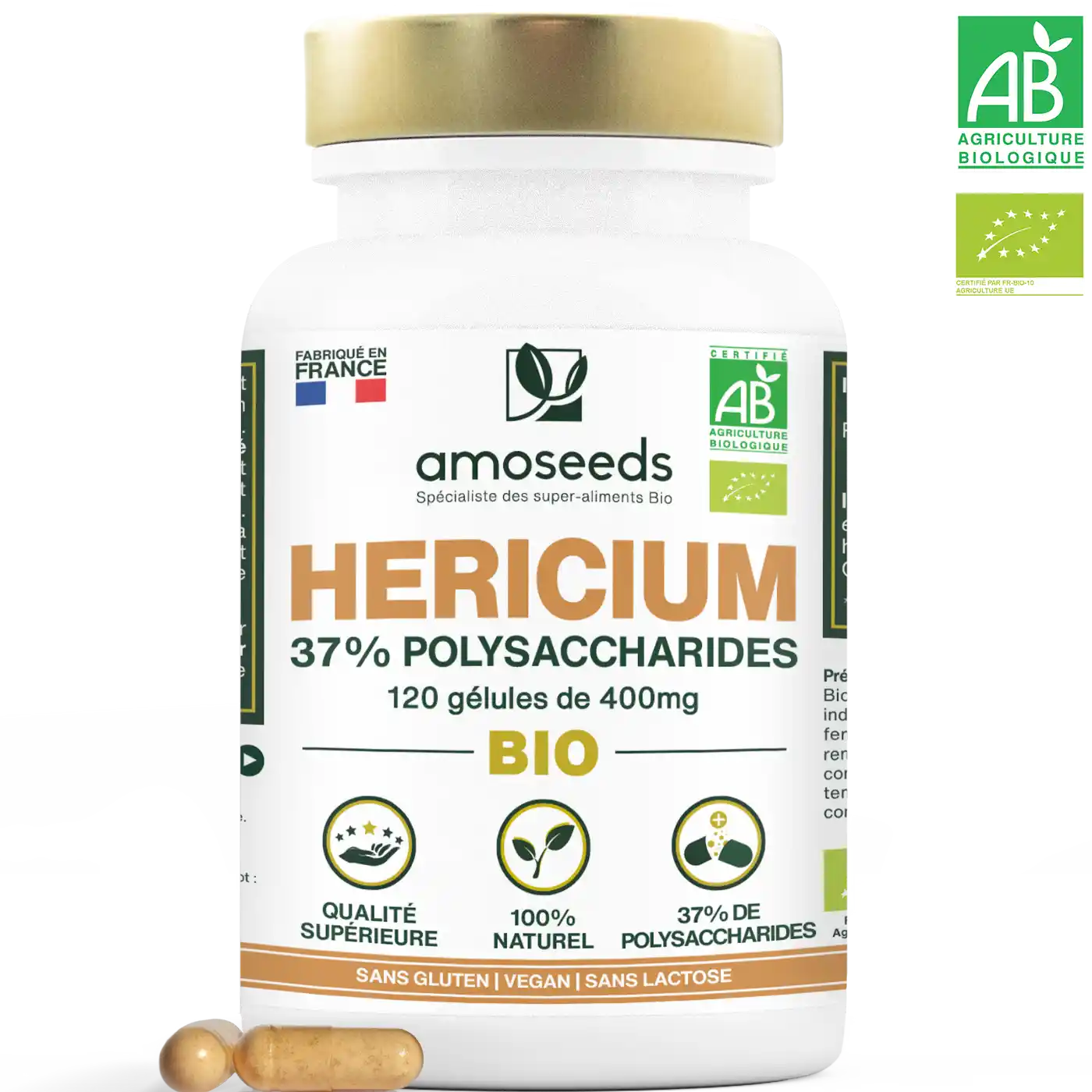 amoseeds-hericium-bio-37-polysaccharides-120-g-lules image 1