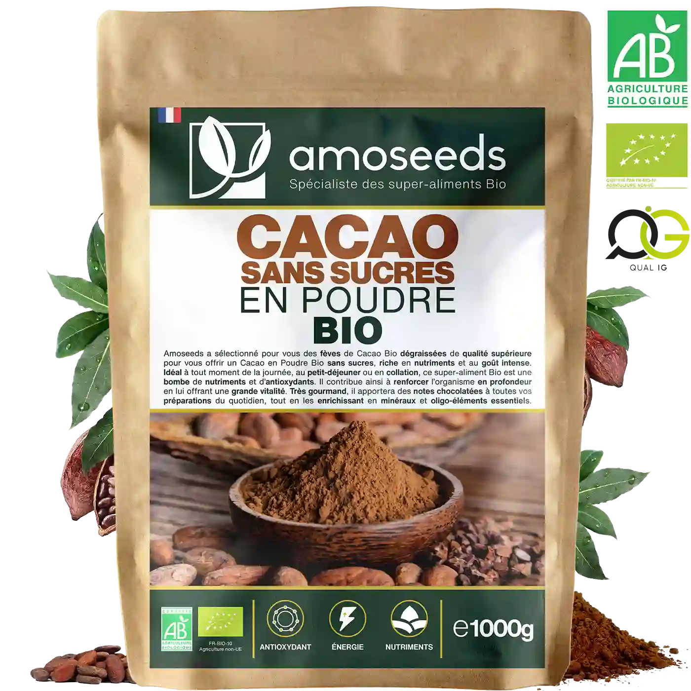amoseeds-cacao-sans-sucres-en-poudre-bio-1kg-intense image 1