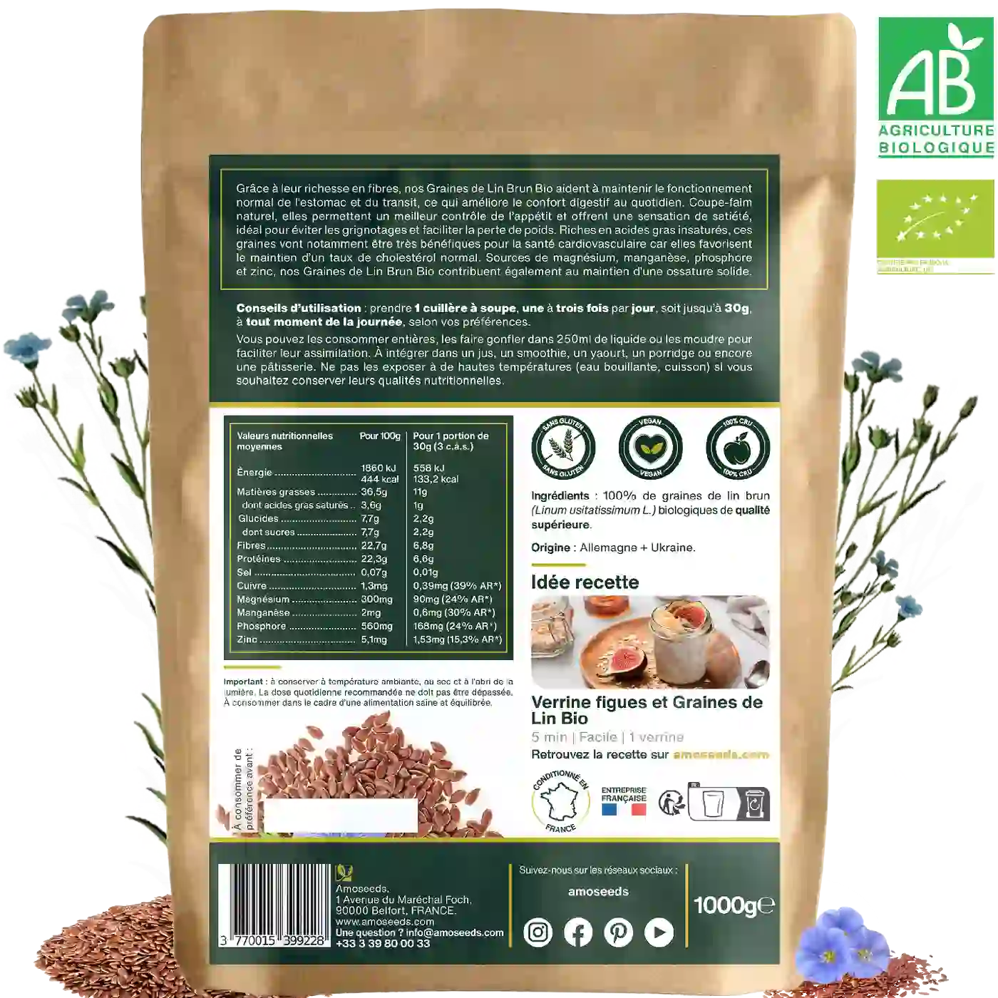 amoseeds-graines-de-lin-brun-bio-1kg-fibres-digestion image 6