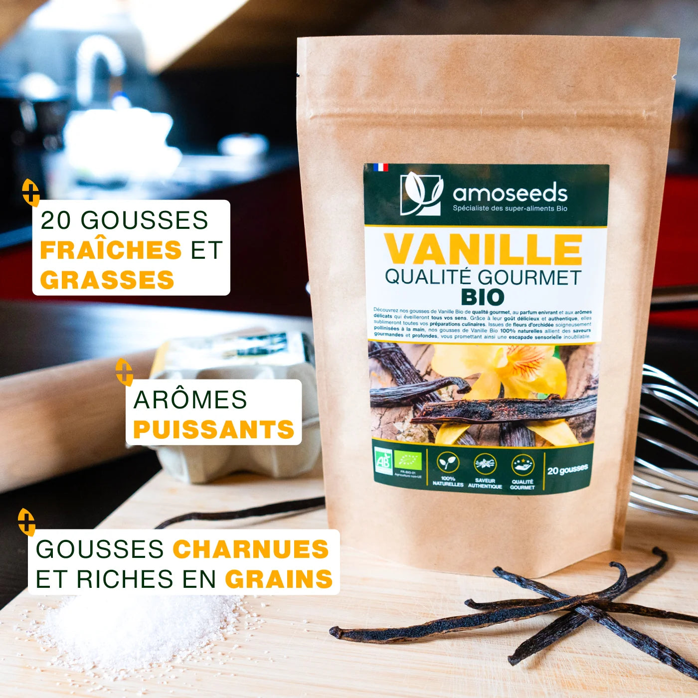amoseeds-super-aliments-bio-vanille-bio-gourmet-20-gousses-11-15-cm image 2