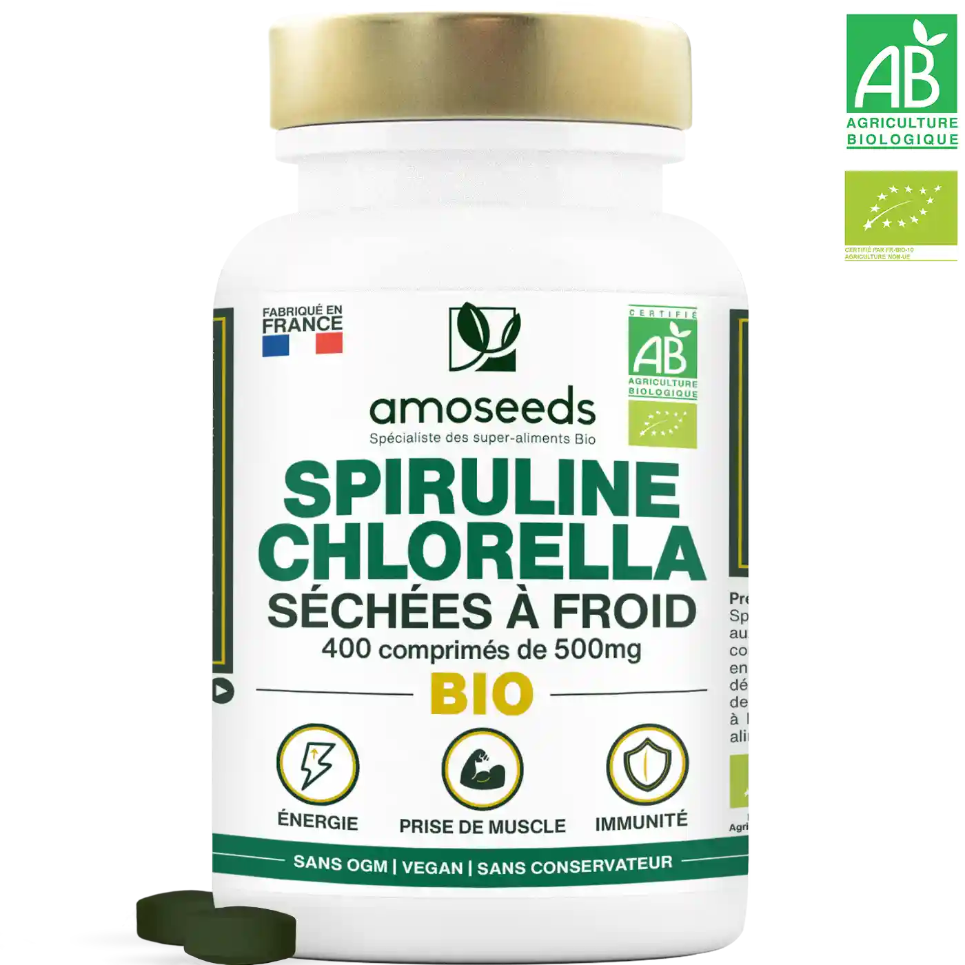 amoseeds-comprim-s-bio-mix-spiruline-chlorella-400-phycocyanine image 1