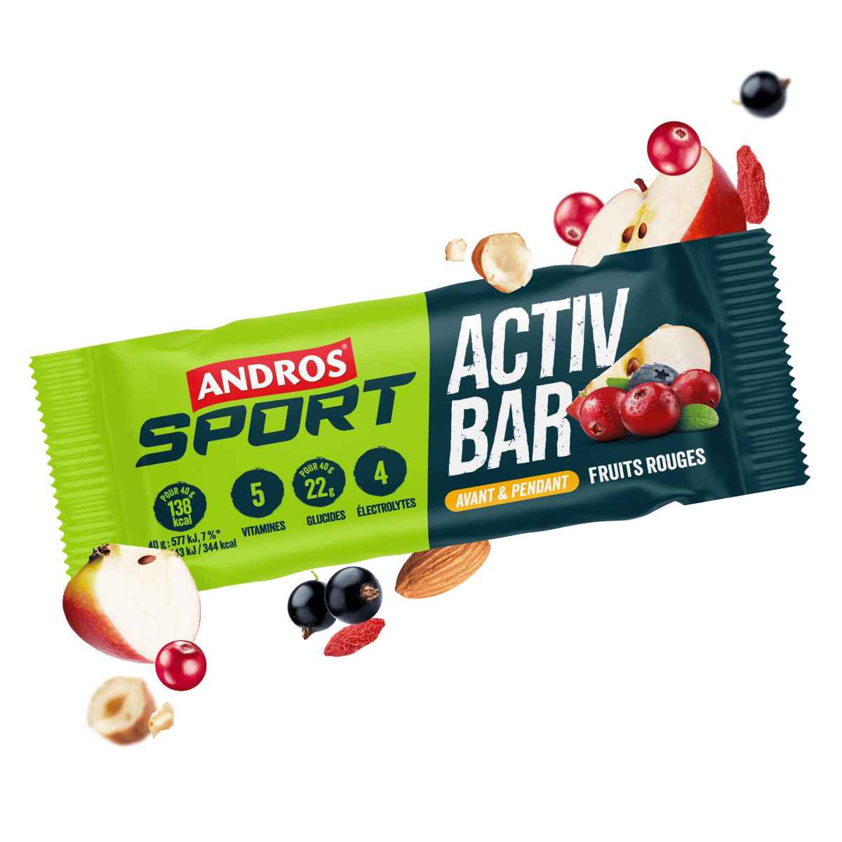 andros-sport-activ-bar-barre-fruits-rouges-40g-x3 image 1