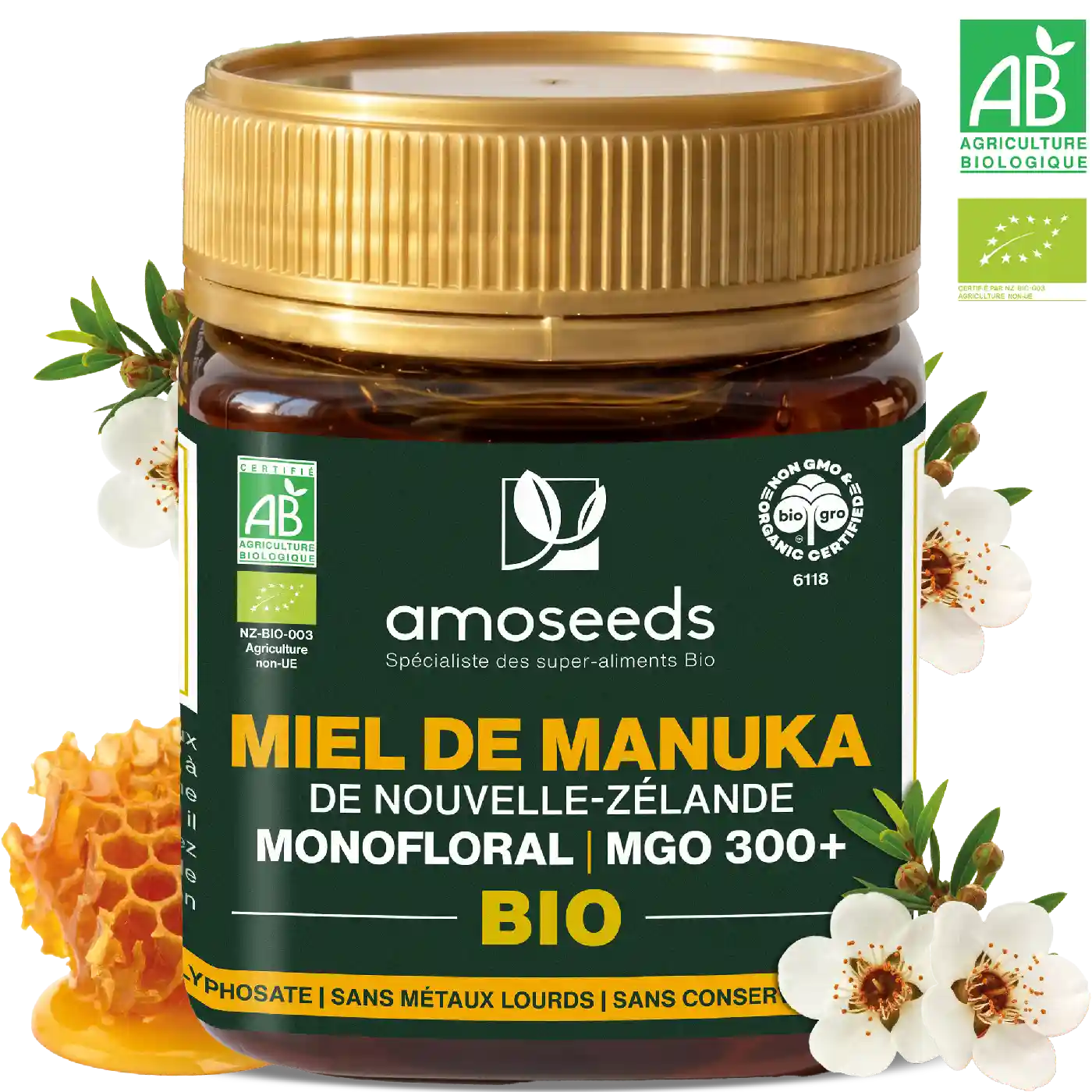 amoseeds-super-aliments-miel-de-manuka-bio-250g-mgo-300 image 1