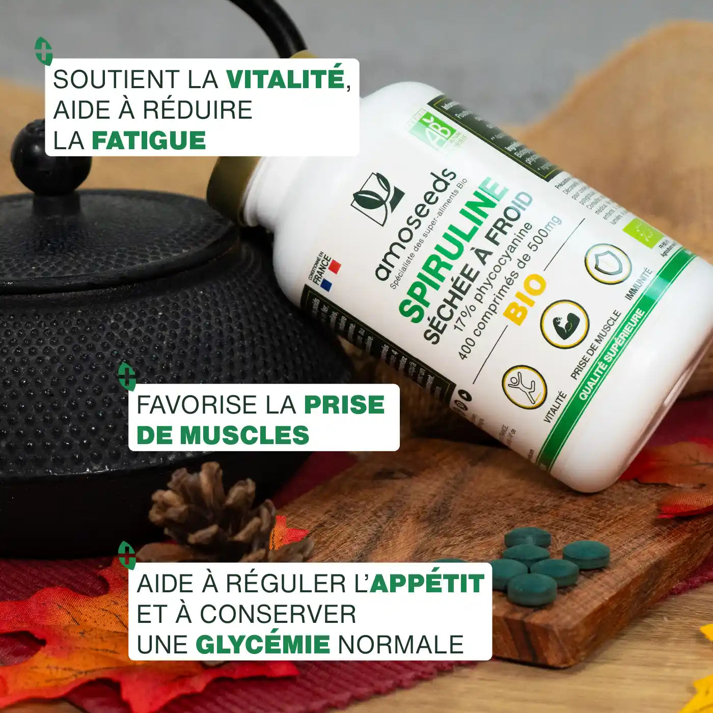 amoseeds-spiruline-bio-17-phycocyanine-400-comprim-s image 2