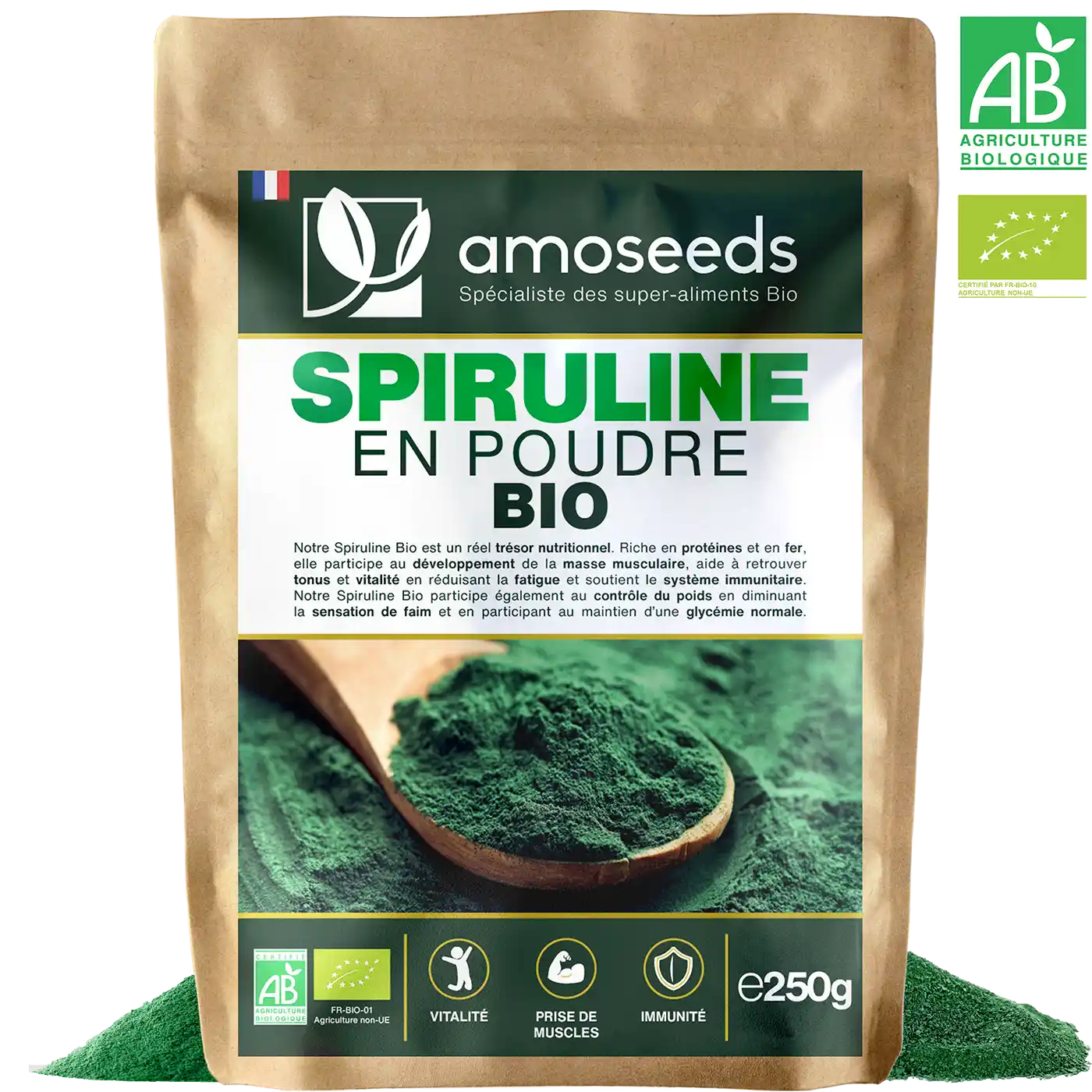amoseeds-super-aliments-bio-spiruline-en-poudre-bio-250-g-nergie image 1