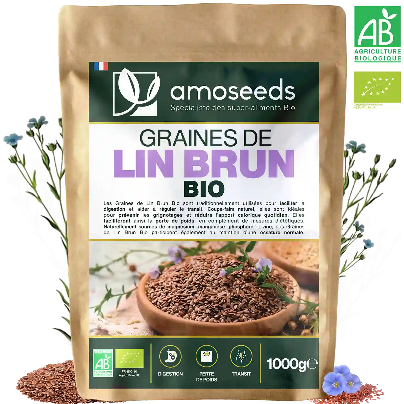 amoseeds-graines-de-lin-brun-bio-1kg-fibres-digestion image 1