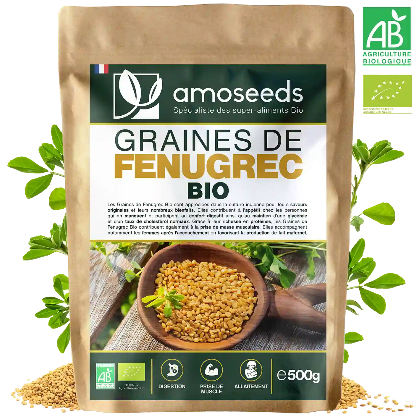 amoseeds-super-aliments-bio-graines-de-fenugrec-bio-500-g-cuisine image 1
