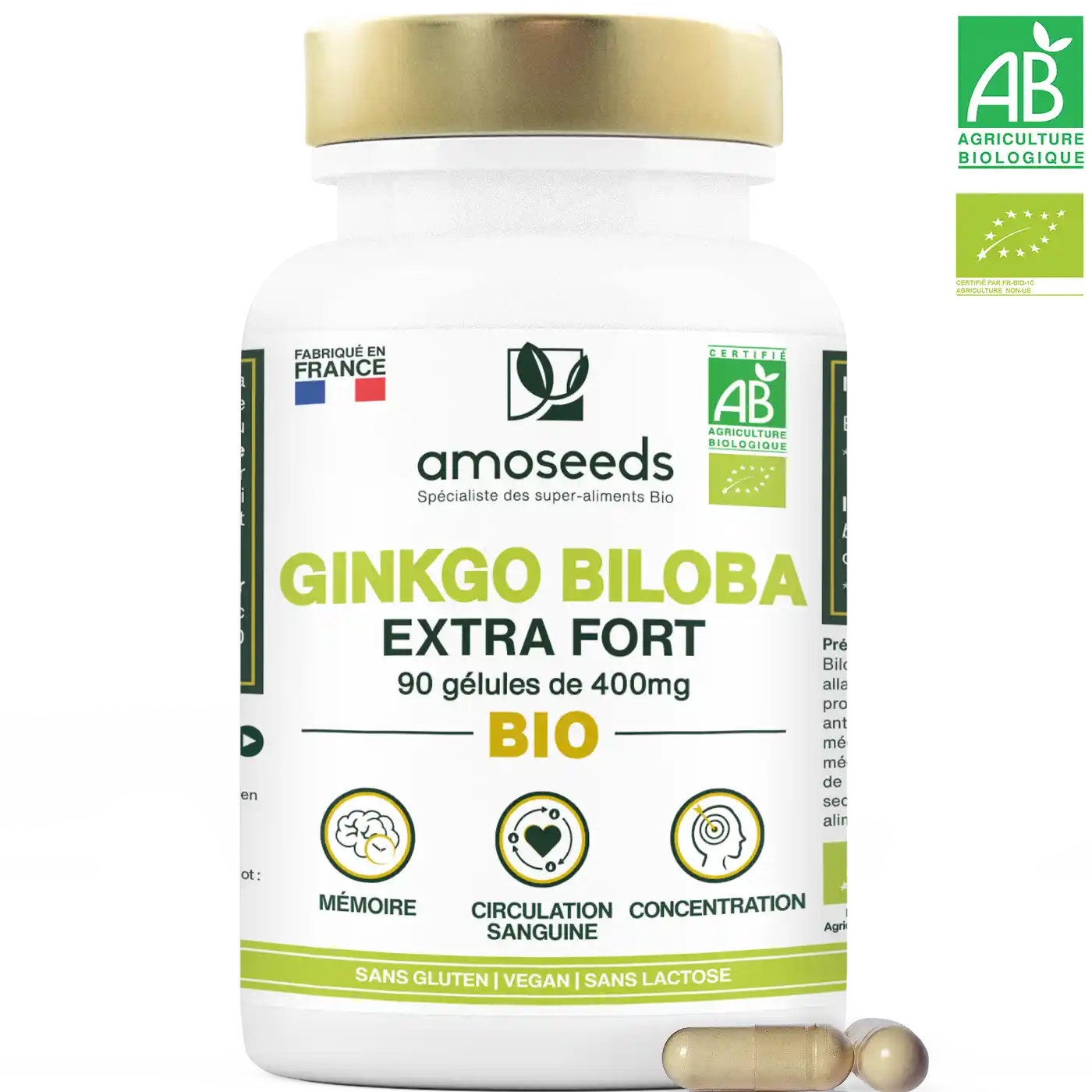 amoseeds-ginkgo-biloba-bio-90-g-lules-m-moire image 1