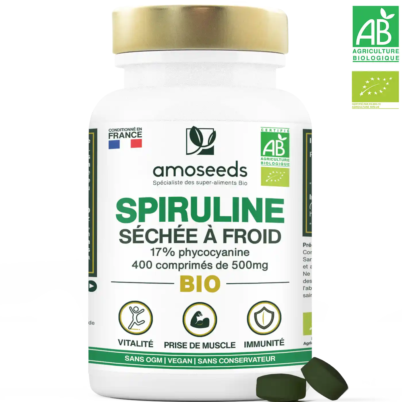 amoseeds-spiruline-bio-17-phycocyanine-400-comprim-s image 1