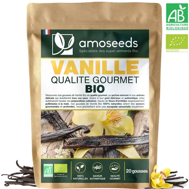 amoseeds-super-aliments-bio-vanille-bio-gourmet-20-gousses-11-15-cm image 1