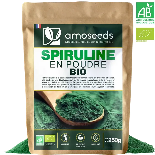 amoseeds-super-aliments-bio-spiruline-en-poudre-bio-250-g-nergie image 1