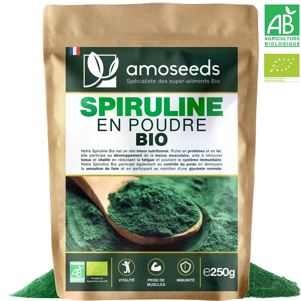 amoseeds-super-aliments-bio-spiruline-en-poudre-bio-250-g-nergie image 1
